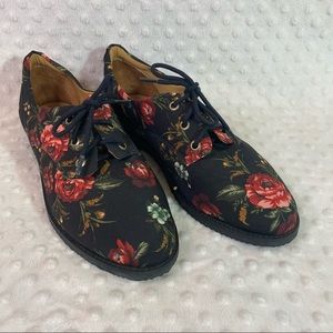 Insecta Vegan Oxford Shoes Black Floral Size EU 41 US 10